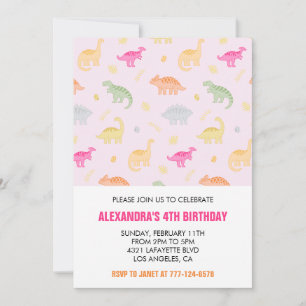 Dinosaur invitations de 4ème anniversaire fille ju