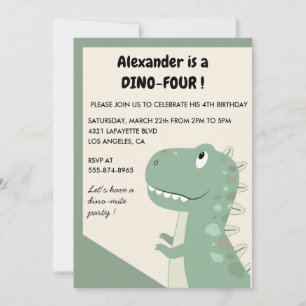 Dinosaur invitations pour 4 ans rex enfants verts