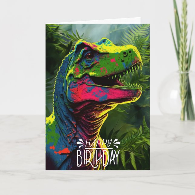 Dinosaur Jungle Joyeux Anniversaire Enfants Carte  (Devant)