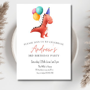 Dinosaur Jurassic Party Invitation Garçons Trois r
