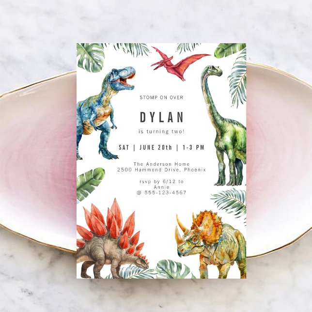 Dinosaur Kids Birthday Party Invitation (Créateur téléchargé)
