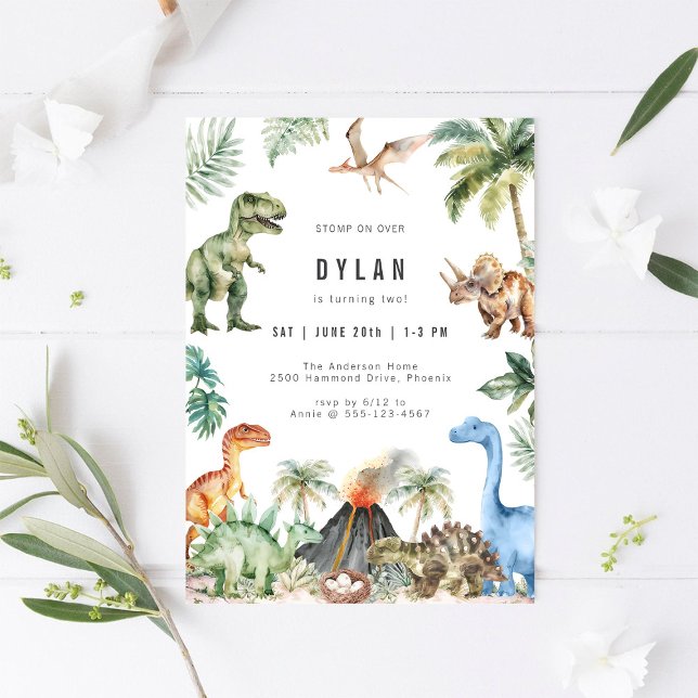 Dinosaur Kids Birthday Party Invitation (Créateur téléchargé)