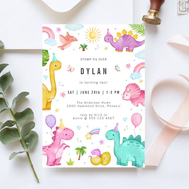 Dinosaur Kids Birthday Party Invitation (Créateur téléchargé)