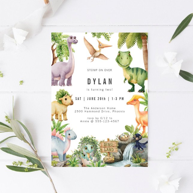 Dinosaur Kids Birthday Party Invitation (Créateur téléchargé)
