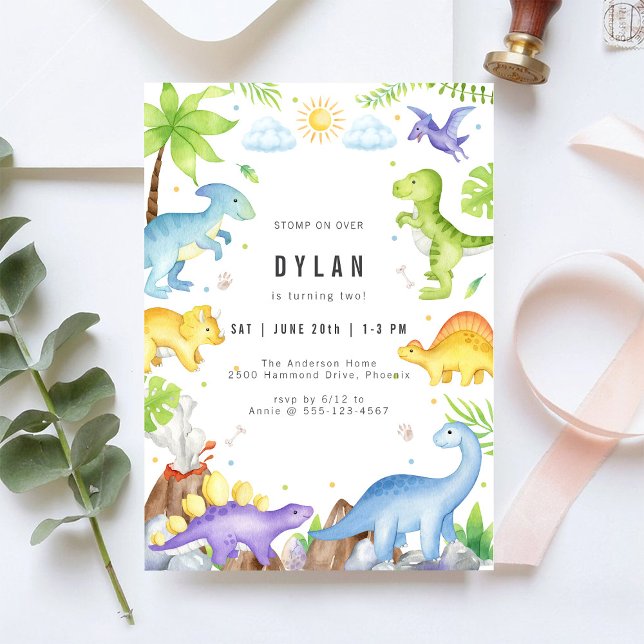 Dinosaur Kids Birthday Party Invitation (Créateur téléchargé)