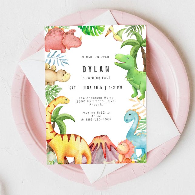 Dinosaur Kids Birthday Party Invitation (Créateur téléchargé)