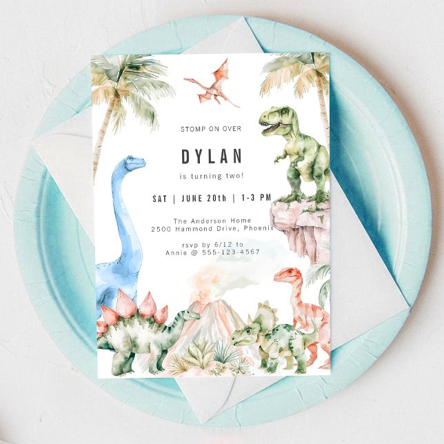 Dinosaur Kids Birthday Party Invitation (Créateur téléchargé)