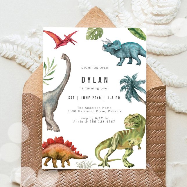 Dinosaur Kids Birthday Party Invitation (Créateur téléchargé)