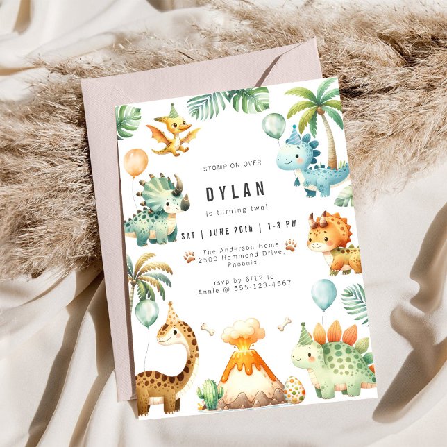 Dinosaur Kids Birthday Party Invitation (Créateur téléchargé)