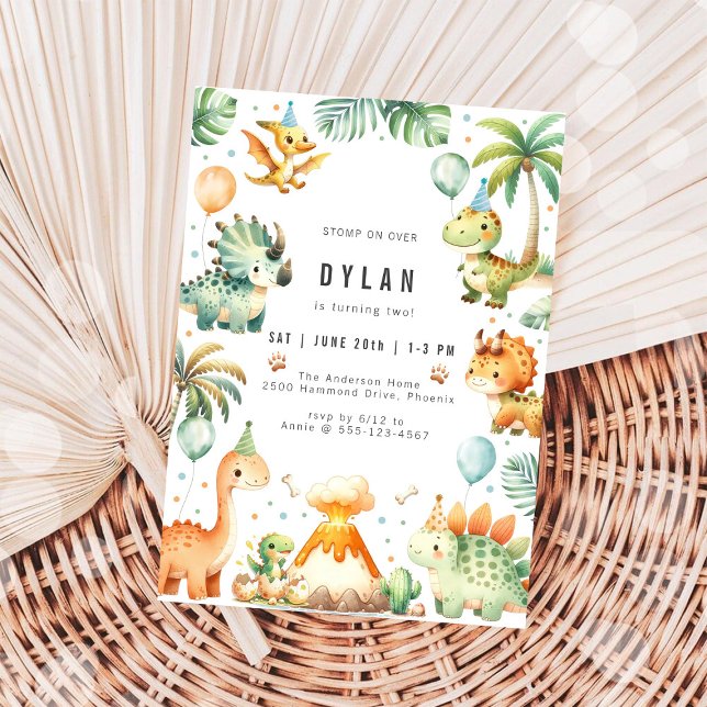 Dinosaur Kids Birthday Party Invitation (Créateur téléchargé)