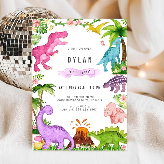 Dinosaur Kids Birthday Party Invitation (Créateur téléchargé)