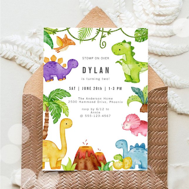 Dinosaur Kids Birthday Party Invitation (Créateur téléchargé)