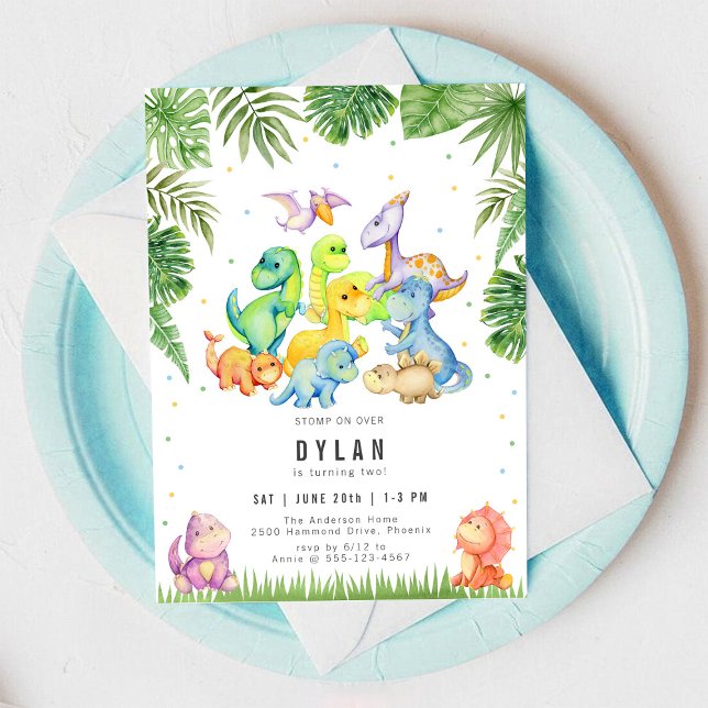 Dinosaur Kids Birthday Party Invitation (Créateur téléchargé)