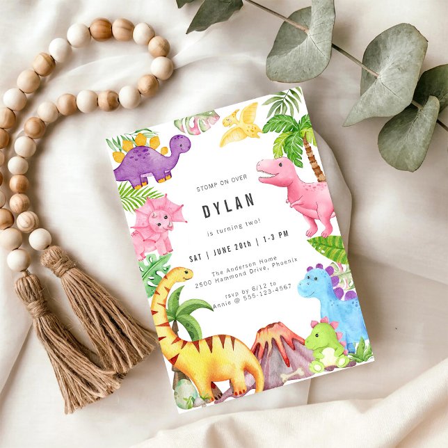 Dinosaur Kids Birthday Party Invitation (Créateur téléchargé)