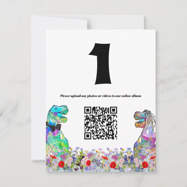 Dinosaur Mariage Fleur sauvage couleur  QR Code (Devant)