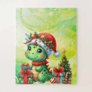 Dinosaur mignon Vert Puzzle de Noël pour enfants
