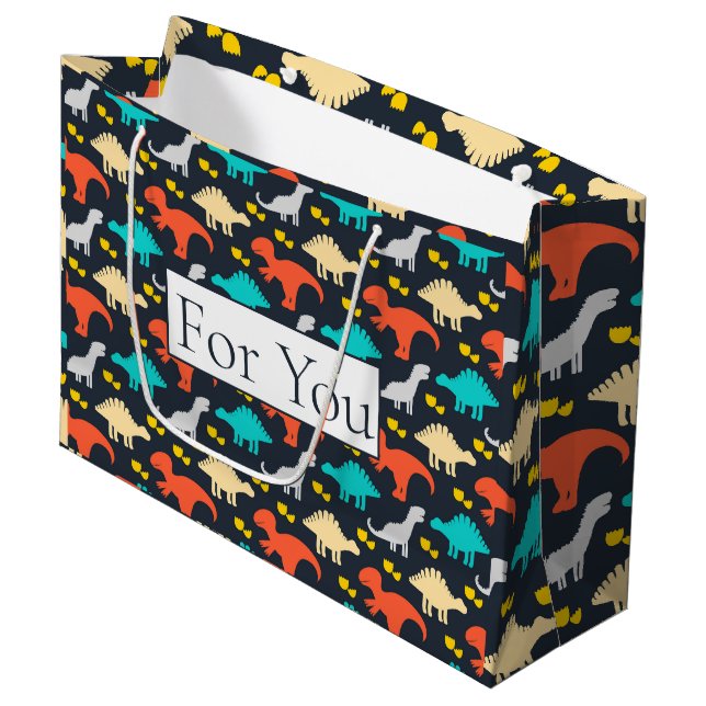 Dinosaur Motif Pour Vous Grand Sac Cadeau (Devant Angle)