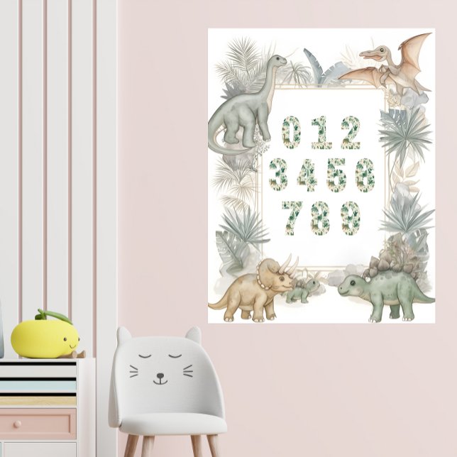Dinosaur Numbers Nursery Watercolor Poster (Créateur téléchargé)