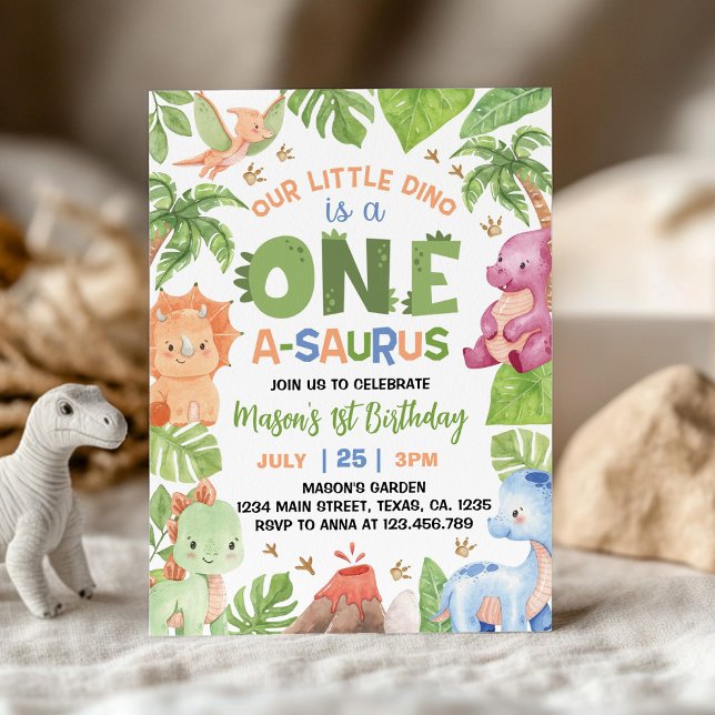 Dinosaur One-A-Saurus 1er anniversaire Invitation (Créateur téléchargé)