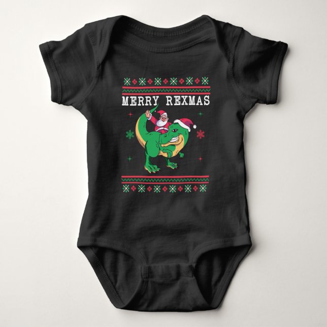 Dinosaur Père Noël T-Rex Sweat de Noël moche (Devant)