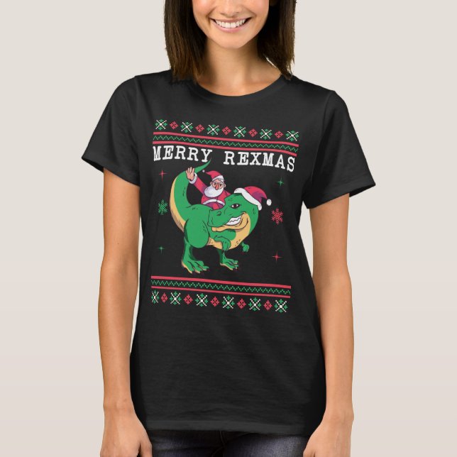 Dinosaur Père Noël T-Rex Sweat de Noël moche (Devant)
