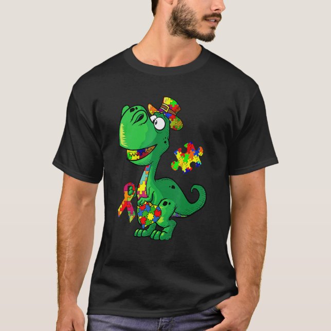 Dinosaur Pièce de Puzzle Sweat à Capuche Autisme S (Devant)