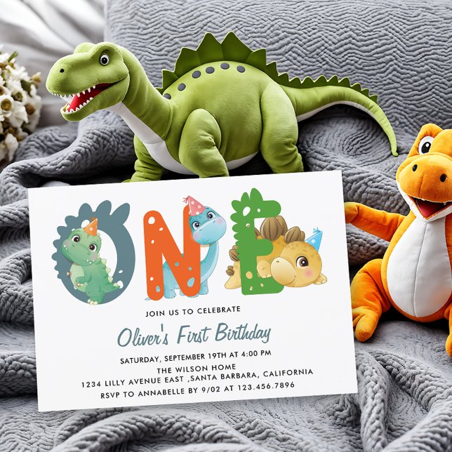 Dinosaur première fête d'anniversaire Invitation (Créateur téléchargé)