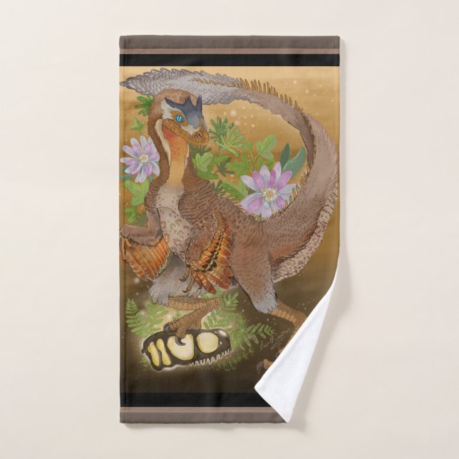 Dinosaur Raptor Jungle Art (Serviette à main)