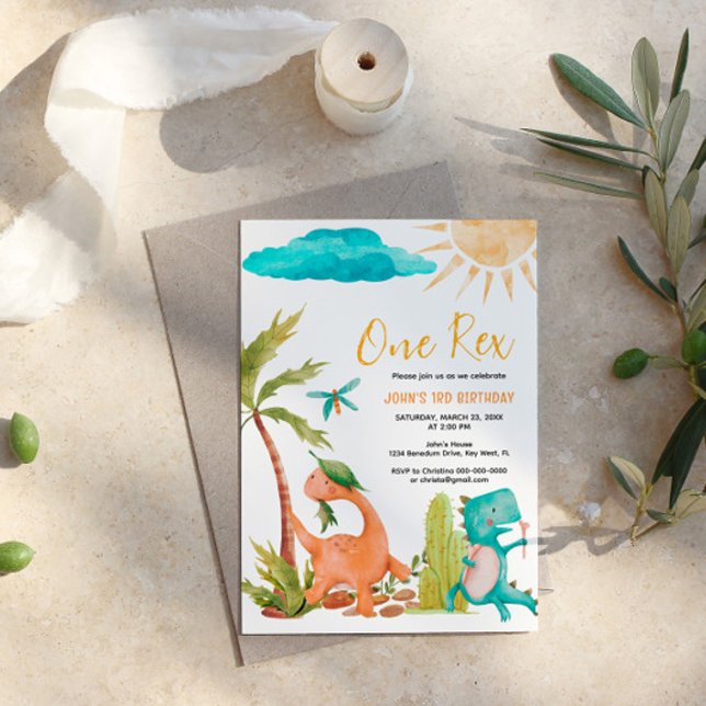 Dinosaur Rex Un Anniversaire Fête Invitation (Créateur téléchargé)