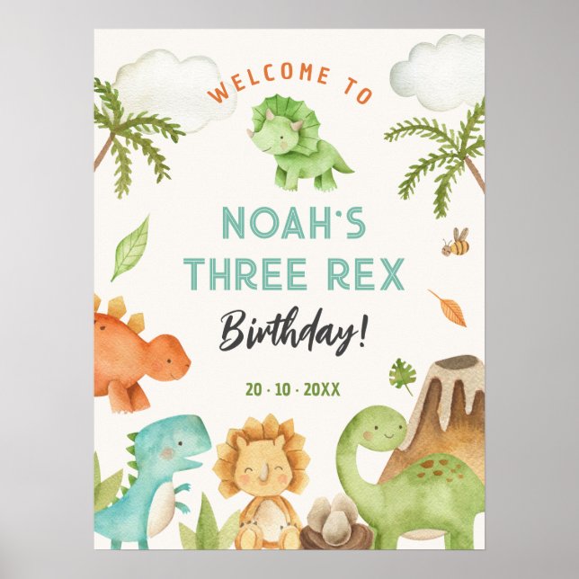 Dinosaur Signes de fête - Poster de bienvenue pour (Devant)
