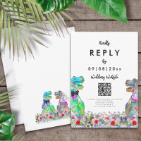 Dinosaur Site Mariage Réponse Code QR Carte RSVP