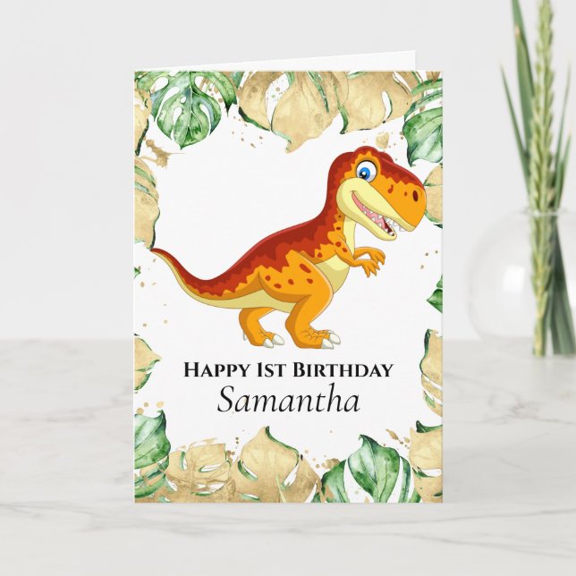 Dinosaur T Rex Amusement Anniversaire Carte Jungle (Devant)