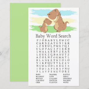 Dinosaur T-rex Baby shower Word Recherche Jeu