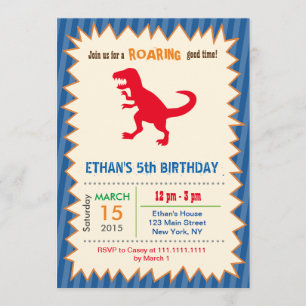 Dinosaur T Rex Invitations de fête d'anniversaire