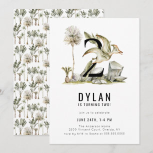 Dinosaur Thème 2ème anniversaire Fête Invitation