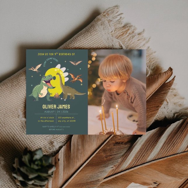 Dinosaur theme boy 9th birthday  invitation (Créateur téléchargé)