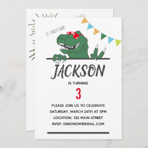 Dinosaur Thème Boy's Birthday Party Invitation