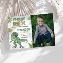Dinosaur Trois Rex 3e Invitation d'anniversaire