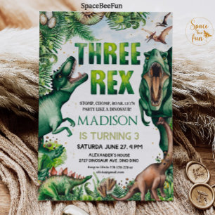 Dinosaur Trois Rex Invitation Boy
