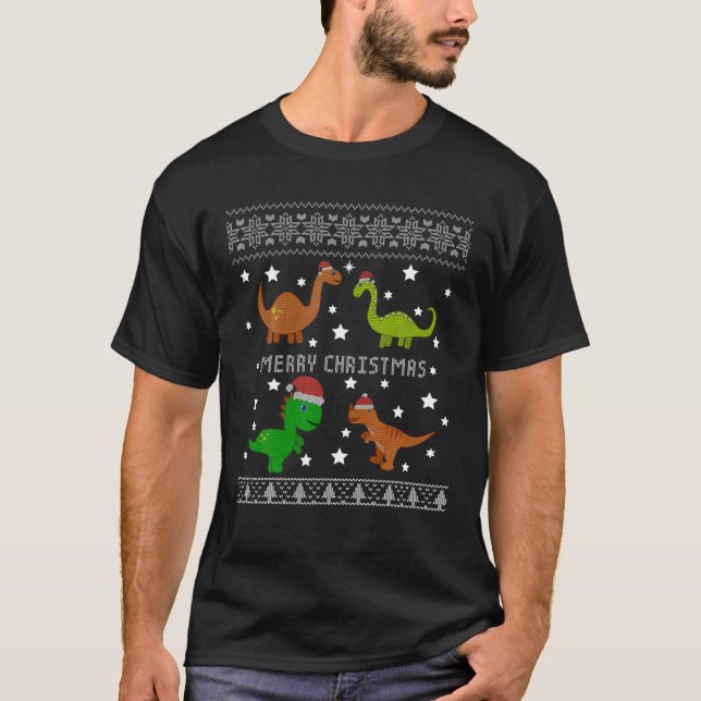 Dinosaur Vilain Sweat de Noël Drôle Annonce Cadeau (Devant)