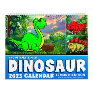 DINOSAUR WORLD CALENDAR 2023 : Calendrier pour enf