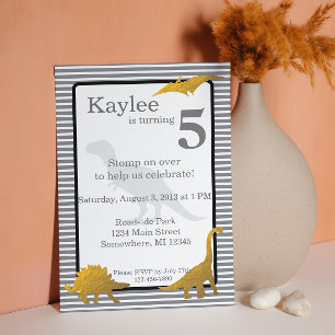 Dinosaure à huile d'or T-rex Invitation d'annivers