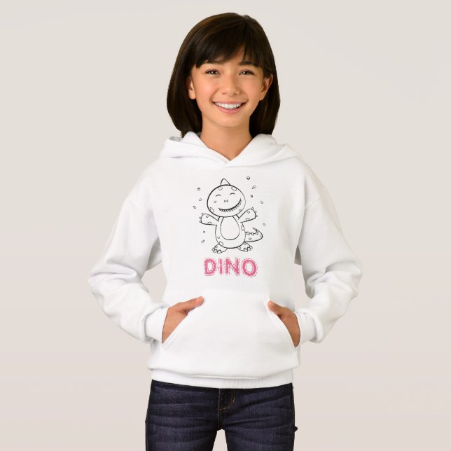 Dinosaure - Animal Croqué - Noir, Blanc & Rose (Devant entier)
