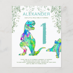 Dinosaure aquarelle 1ère fête d'anniversaire