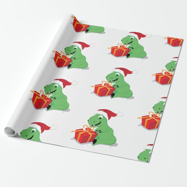 Dinosaure avec papier cadeau de Noël (Déroulé)