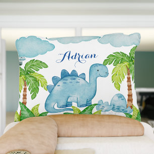 dinosaure bleu coussin de nom de bébé personnalisé