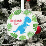 Dinosaure Bleu T-Rex Tropical Keepsaké Noël<br><div class="desc">Dinosaur Blue T-Rex Tropical Keepsaké ornement de Noël * Des produits de coordination seront disponibles dans notre boutique. Contactez-nous si vous avez besoin que cette conception s'applique à un produit spécifique pour créer votre propre article de correspondance unique! Merci tellement pour voir un DoodleLulu par 2 juin conception de bogues!...</div>