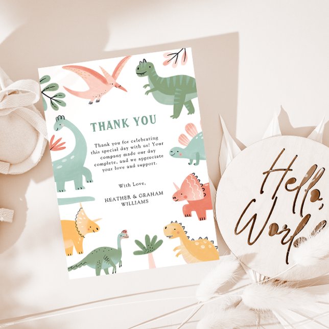 Dinosaure Carte de remerciements (Dinosaur Baby Shower Thank You Card by Painted Paperie
)