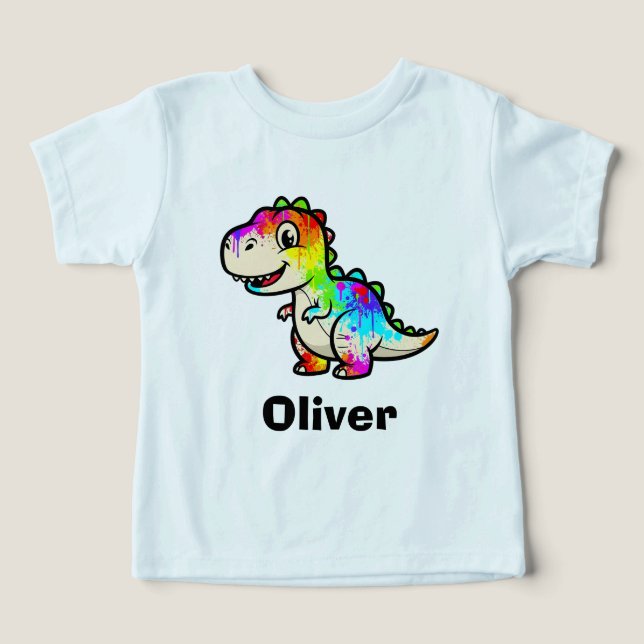Dinosaure Coloré avec Taches de Peinture (Design Recto)