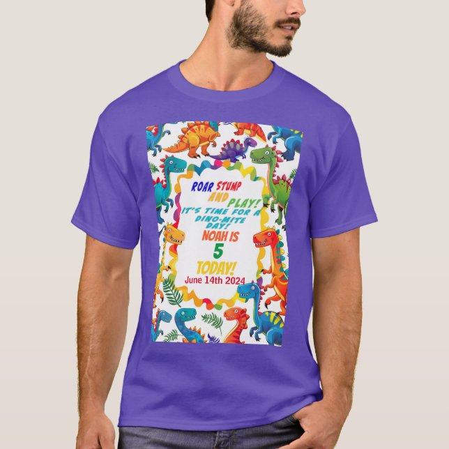 Dinosaure coloré fête d'anniversaire T-shirt (Devant)